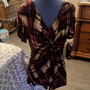 Plaid V-Neck Women's Top